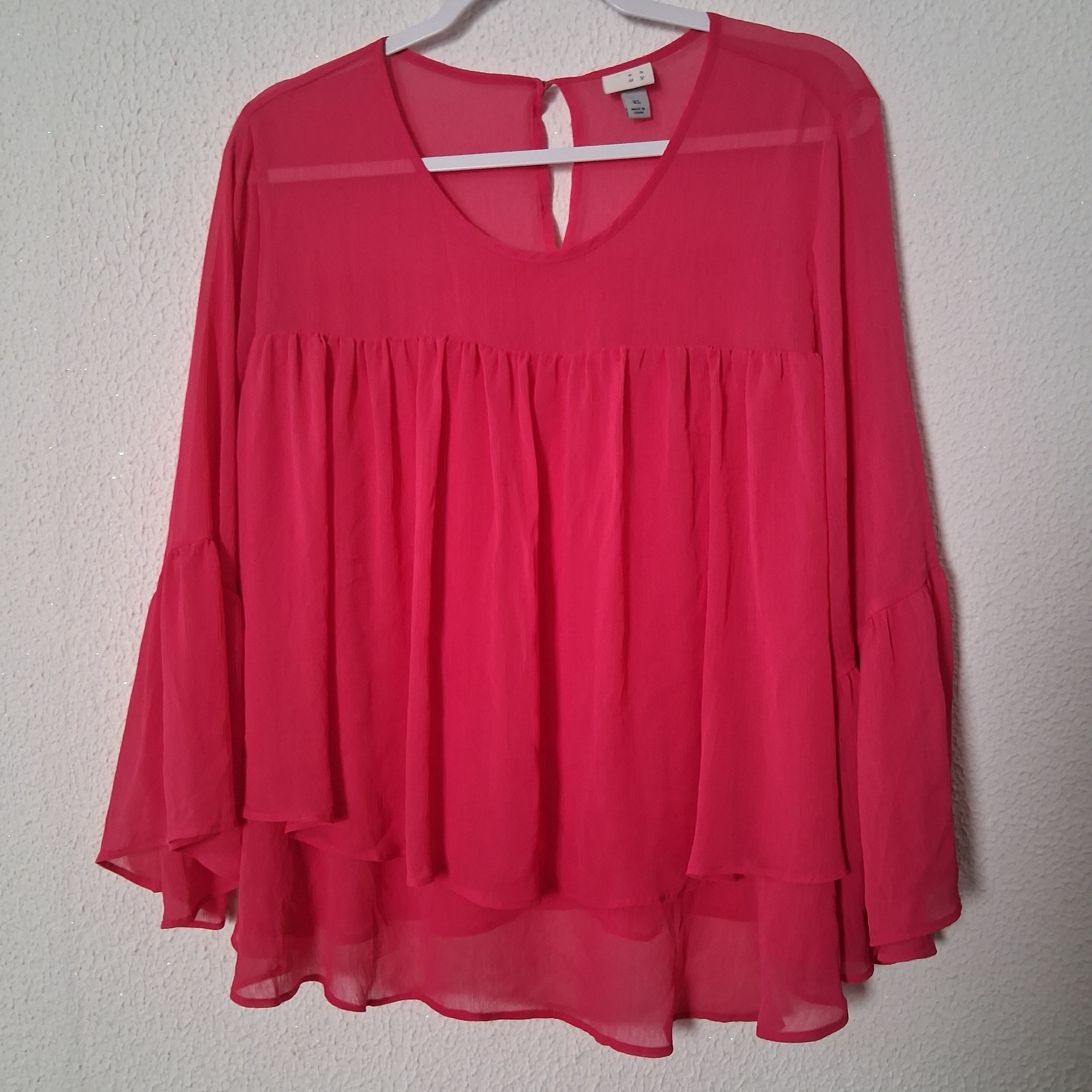 A New Day Vibrant Hot Pink Flowy Blouse